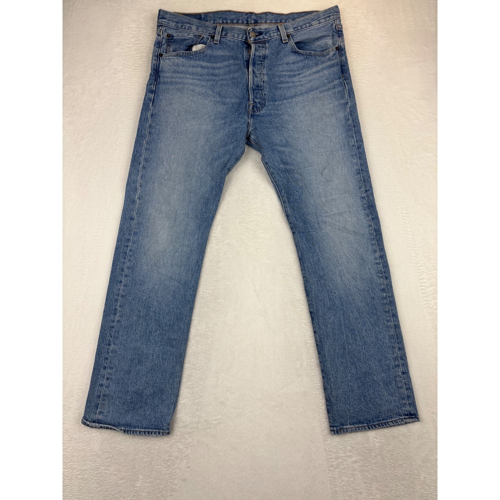 Levis‎ 501 34x30 Men's Jeans Grungy Light Blue Wash HighLow Fade Vintage Style